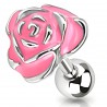 Cartilage hélix, tragus 42 - Grosse fleur peinte rose