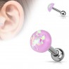 Cartilage hélix, tragus 61 - Demi-boule rose avec paillettes