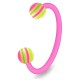 Piercing micro-circulaire 99 - Flexible strié boules vertes et roses
