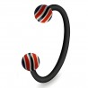 Piercing micro-circulaire 99 - Flexible strié boules noires et rouges