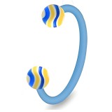 Piercing micro-circulaire 99 - Flexible strié boules vertes et bleues