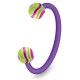 Piercing micro-circulaire 99 - Flexible strié boules lilas et vertes