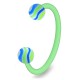 Piercing micro-circulaire 99 - Flexible strié boules vertes et bleues