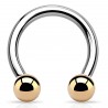 Piercing micro-circulaire 85 - Tige acier et boules jaunes