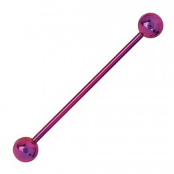 Piercing industriel 01 - Plaqué-titane lilas boules
