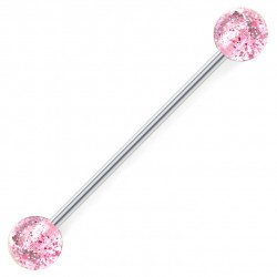 Piercing industriel 13 - Paillettes boules roses