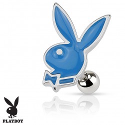 Cartilage hélix, tragus 273 - Playboy peint en bleu-clair