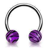 Piercing micro-circulaire 109 - Boules lilas style panthère