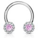Piercing micro-circulaire 52 - Cristal rose orné de cristaux