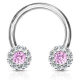 Piercing micro-circulaire 52 - Cristal rose orné de cristaux