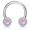 Piercing micro-circulaire 52 - Cristal rose orné de cristaux