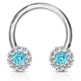 Piercing micro-circulaire 52 - Cristal bleu-clair orné de cristaux