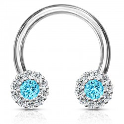 Piercing micro-circulaire 52 - Cristal bleu-clair orné de cristaux