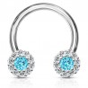 Piercing micro-circulaire 52 - Cristal bleu-clair orné de cristaux