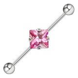 Piercing industriel 37 - Cristal losange rose