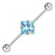 Piercing industriel 37 - Cristal losange bleu-clair