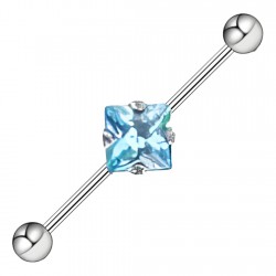 Piercing industriel 37 - Cristal losange bleu-clair