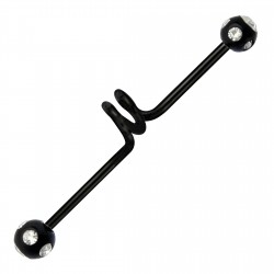 Piercing industriel 56 - Vrillé multistrass noirs