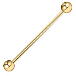 Piercing industriel 53 - Plaqué-or jaune deux boules