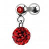 Cartilage hélix, tragus 18 - Férido pendant rouge