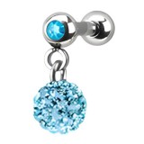 Cartilage hélix, tragus 18 - Férido pendant bleu-clair