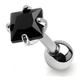 Cartilage hélix, tragus 20 - Cristal carré noir