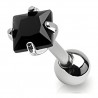 Cartilage hélix, tragus 20 - Cristal carré noir