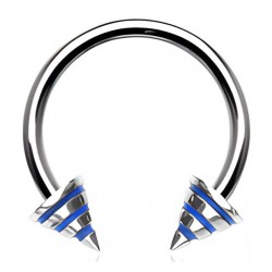 Piercing micro-circulaire 51 - Pointes striées en gris et bleu