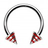 Piercing micro-circulaire 51 - Pointes striées en gris et rouge