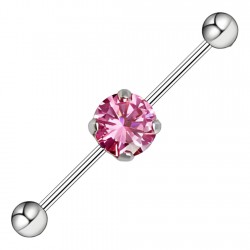 Piercing industriel 35 - Cristal central rond rose