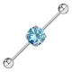 Piercing industriel 35 - Cristal central rond bleu-clair