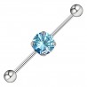 Piercing industriel 35 - Cristal central rond bleu-clair