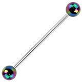 Piercing industriel 25 - Boules brillantes noires