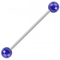 Piercing industriel 25 - Boules brillantes bleu-clair