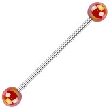 Piercing industriel 25 - Boules brillantes rouges
