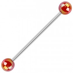 Piercing industriel 25 - Boules brillantes rouges