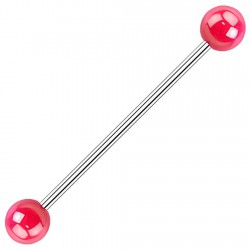 Piercing industriel 25 - Boules brillantes rose