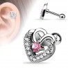 Cartilage hélix, tragus 47 - Coeur strass rose