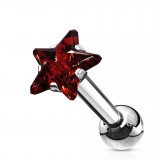 Cartilage hélix, tragus 36 - Cristal étoile rouge