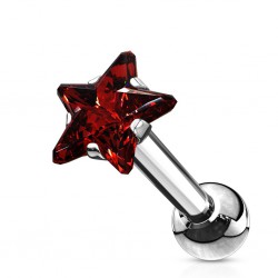 Cartilage hélix, tragus 36 - Cristal étoile rouge