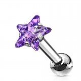 Cartilage hélix, tragus 36 - Cristal étoile lilas