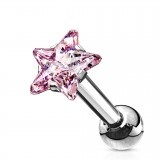 Cartilage hélix, tragus 36 - Cristal étoile rose