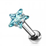 Cartilage hélix, tragus 36 - Cristal étoile bleu-clair