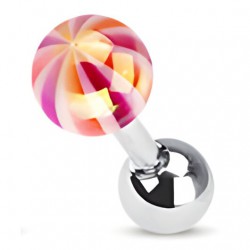 Cartilage hélix, tragus 57 - Beach-ball orange et lilas