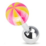 Cartilage hélix, tragus 57 - Beach-ball jaune et rose