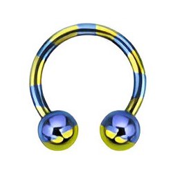 Piercing micro-circulaire 93 - Plaqué titane bleu et jaune