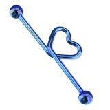 Piercing industriel 74 - Plaqué-titane bleu cœur