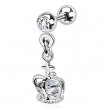 Cartilage hélix, tragus 70 - Couronne pendante cristal transparent
