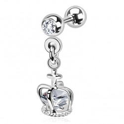Cartilage hélix, tragus 70 - Couronne pendante cristal transparent