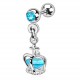 Cartilage hélix, tragus 70 - Couronne pendante cristal bleu-clair